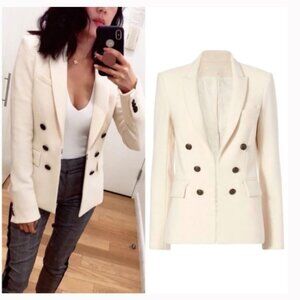 Veronica Beard Peninsula Faux Double Breasted Collar Blazer Cream Dickey Jacket